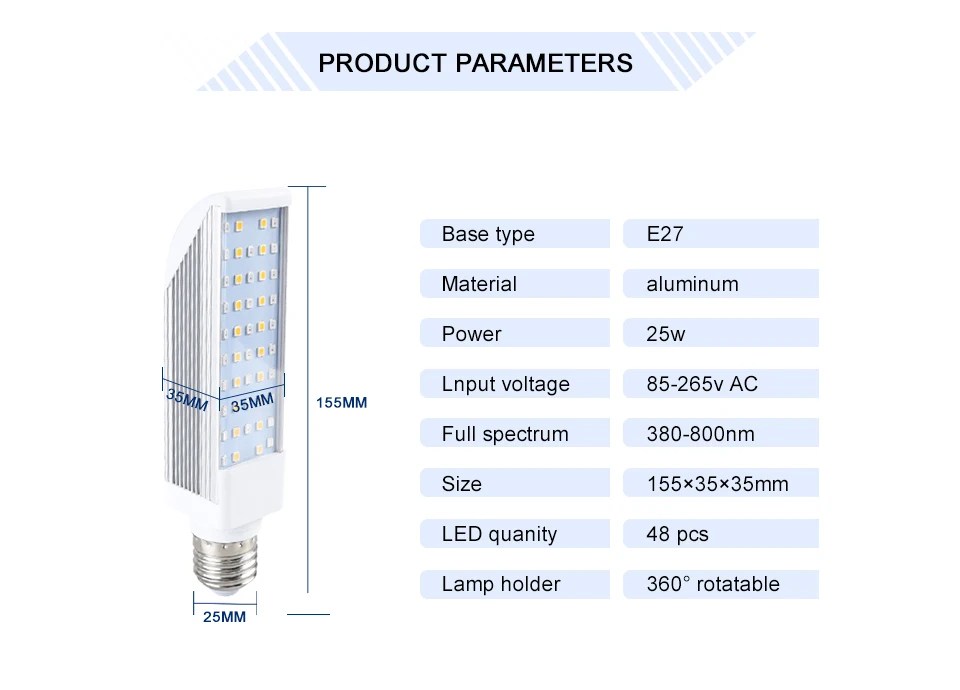 48pcs AmmToo Full Spectrum Fitolampy E27 Светодиодный светильник для выращивания растений/лампа для внутреннего теплицы Семена овощей суккулент для выращивания фитолампа - Испускаемый цвет: 48pcs