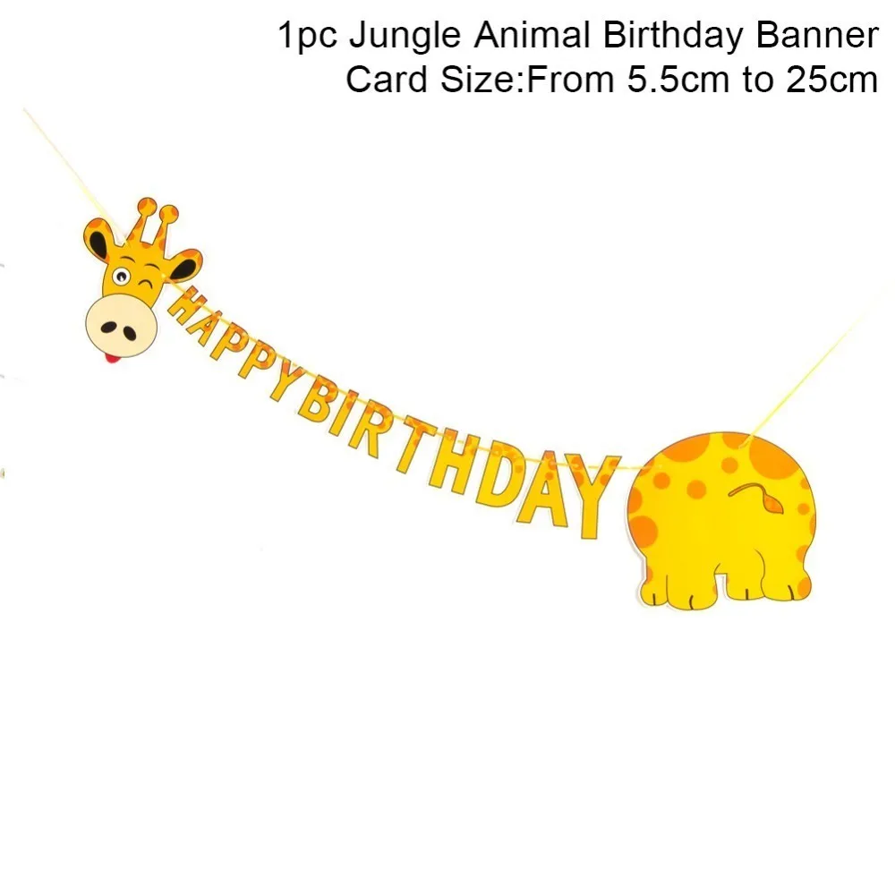 Birthday Banner 1 Джунгли день рождения фон Джунгли животных украшения для вечеринки в стиле сафари Дети День рождения подвесной баннер первый день рождения Декор - Цвет: Birthday Banner 1