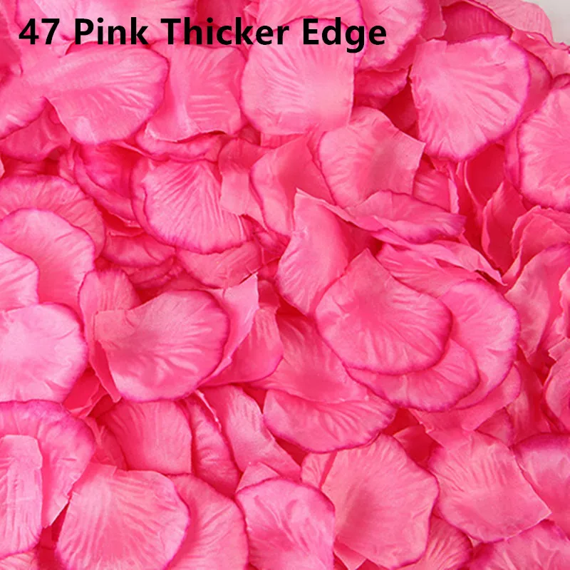 47 Pink Thicker Edge Розовые лепестки роз цвета шампанского, свадебные, фиолетовые, белые, розовые, свадебные, искусственные цветы, романтические, поддельные, Petales De Fleurs, 1000 шт - Цвет: 47 Pink Thicker Edge