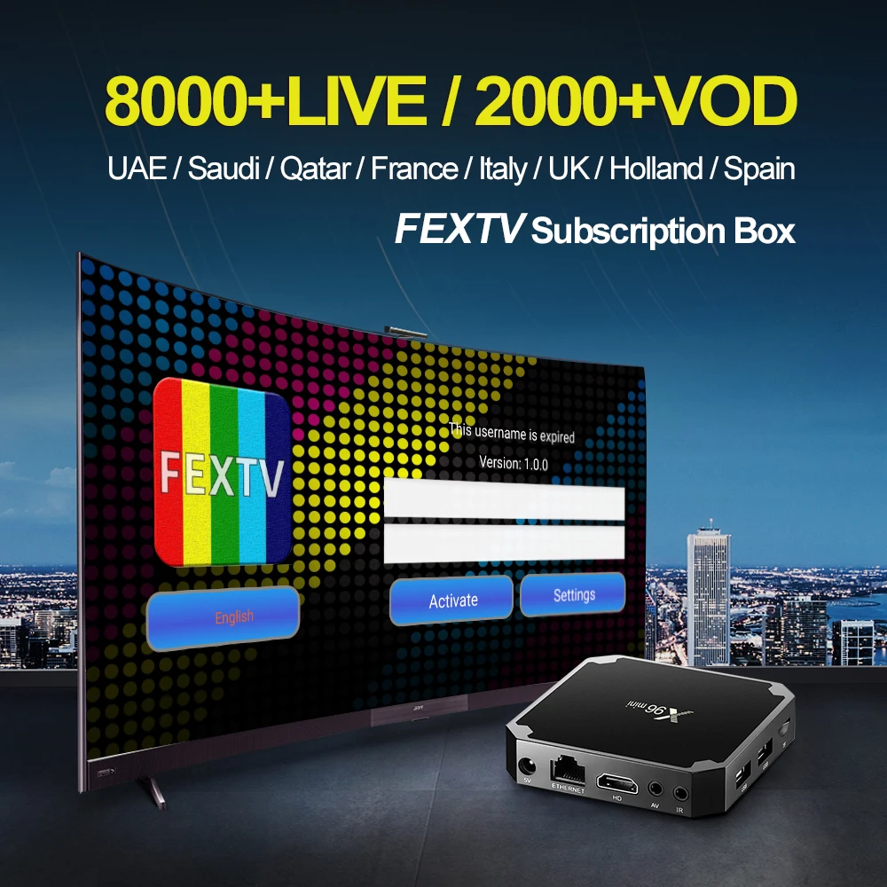 Apkin tv box Лучший IP tv Арабский FEX tv IP tv подписка для Smart tv m3u URL Android tv Box IOS бесплатный тест