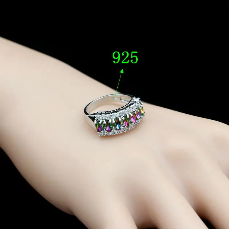 925 Sterling Silver Bride Ring For Women Rainbow Cubic Zirconia White Crystal Jewelry | Украшения и аксессуары