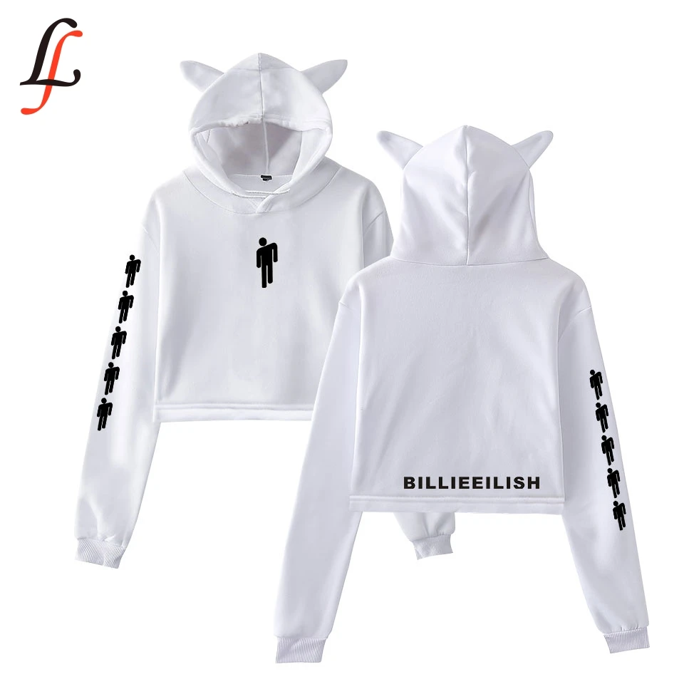 Женский свитер с кошачьими ушками Billieeilish модный короткий кошачий Топ хит
