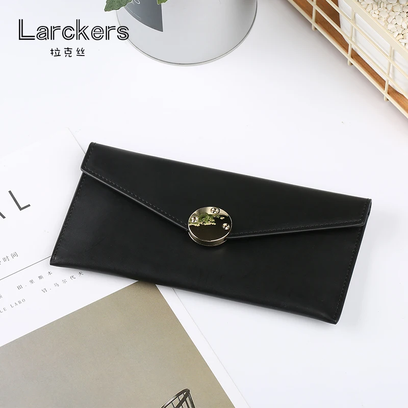 Модный тонкий женский однотонный кошелек из натуральной кожи с конвертом клатч