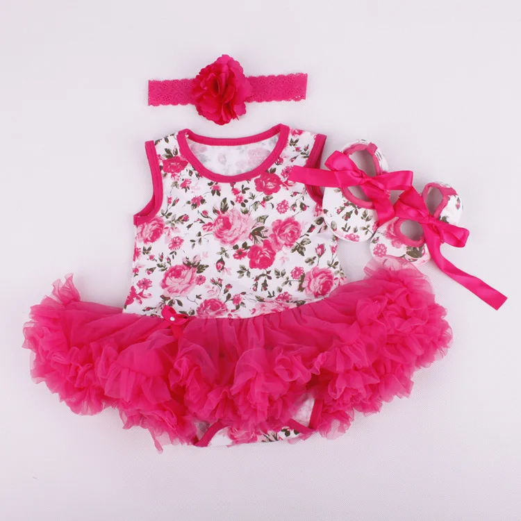 

Dolls Clothes Wear Set Fit For 50-57cm Silicone Reborn Baby Doll Dress Shoes Headband 3pcs/lot Clothes Set Doll's Cloth Accessor