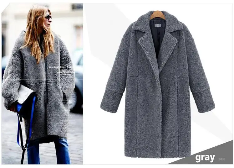 Новое Осеннее зимнее женское пальто Vestido размера плюс, повседневное Свободное пальто с отложным воротником, MD-Long, пальто из овечьей шерсти для женщин, большая верхняя одежда