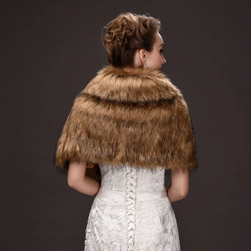 Популярные коричневые палантины из искусственного меха женское свадебное
