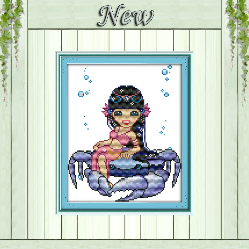 Набор для вышивания 12 знаков зодиака Лев мультяшная живопись Счетный принт на