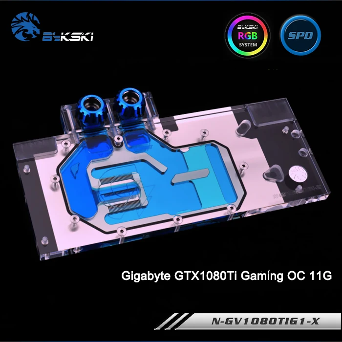 Bykski N GV1080TIG1 X полноэкранная Графическая карта блок водяного охлаждения RGB/RBW для