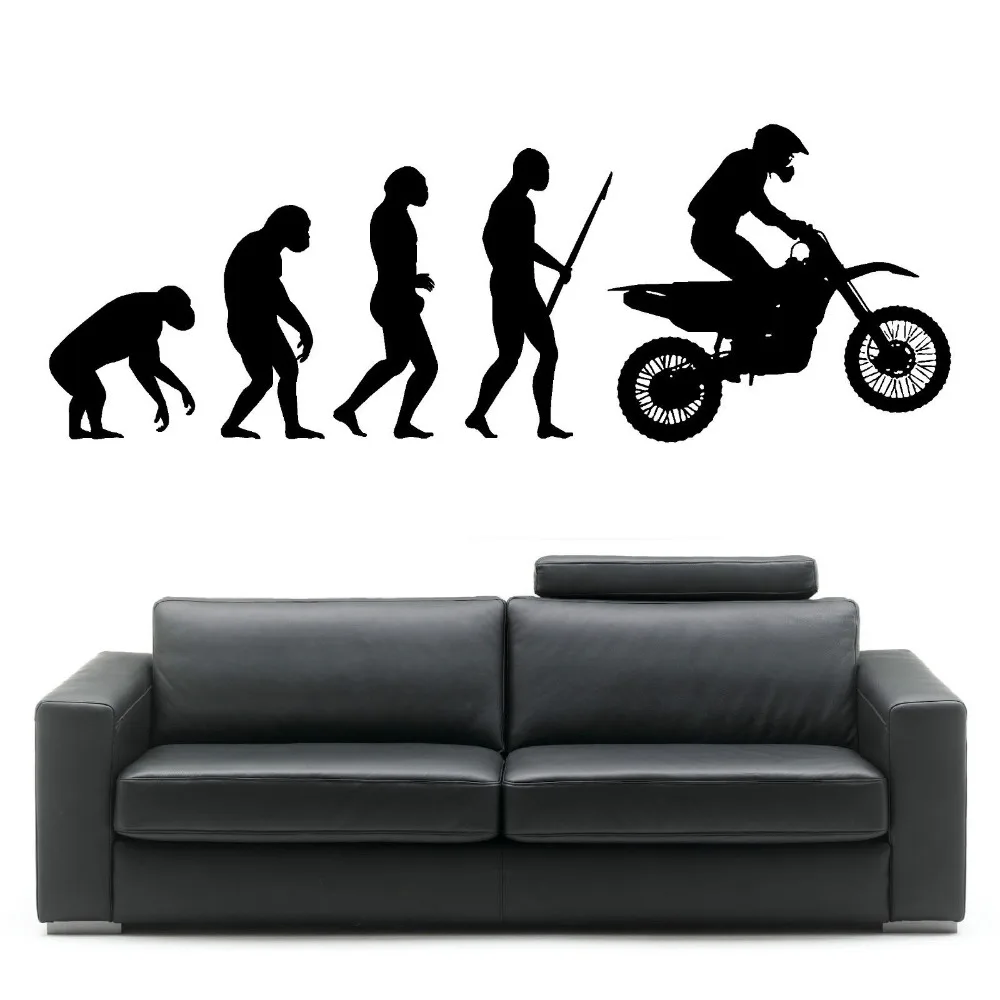 

New Arrive Darwin Evolution of Man Motorbike Show Wall Sticker Art Evolution Decal Home Decoration Wall Papers A-10