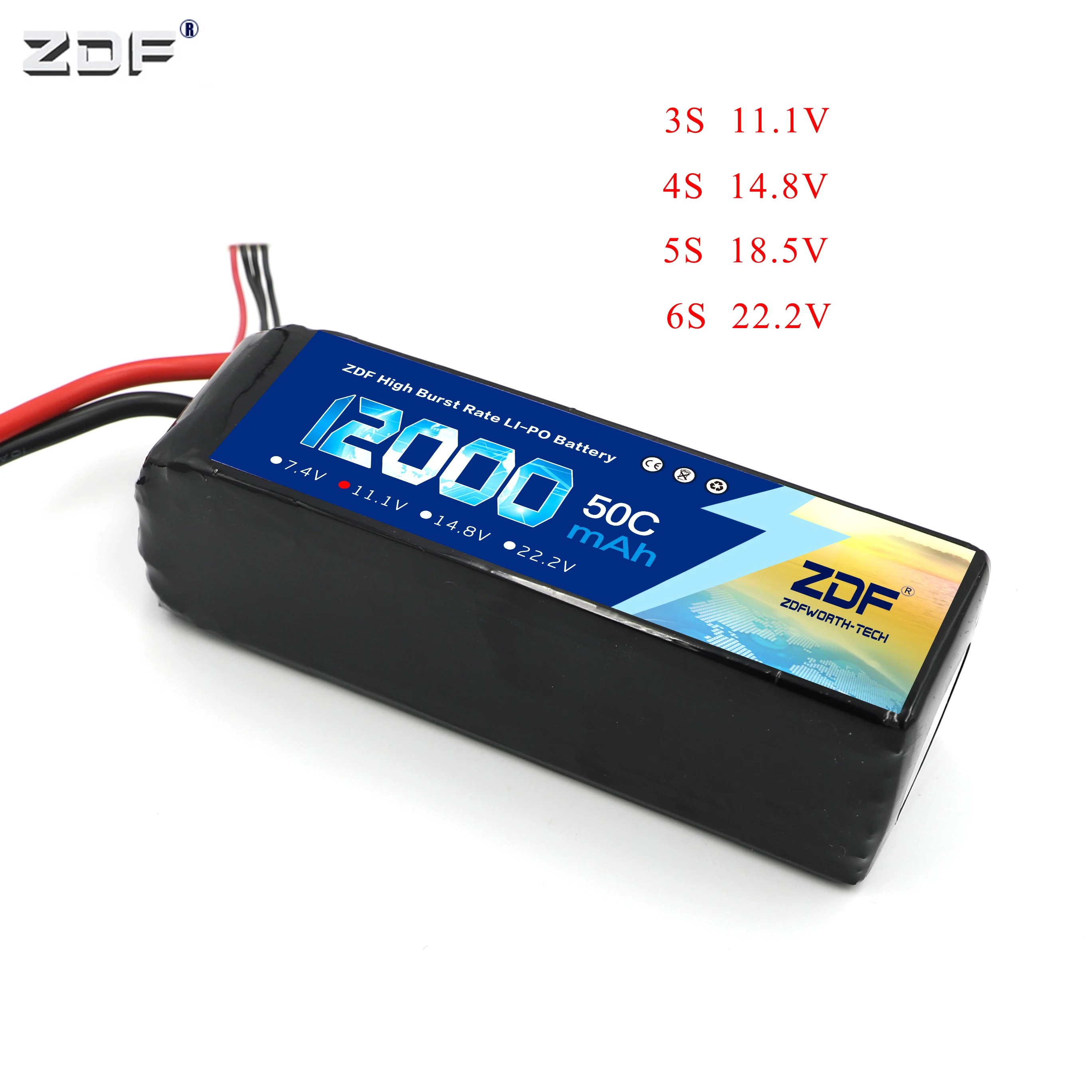 ZDF New 3S 4S 6S 11 1 V 14 8 18 5 22 2 12000mah 50C литий-полимерный аккумулятор для Дрон RC UAV 1:5 1:8 1:10