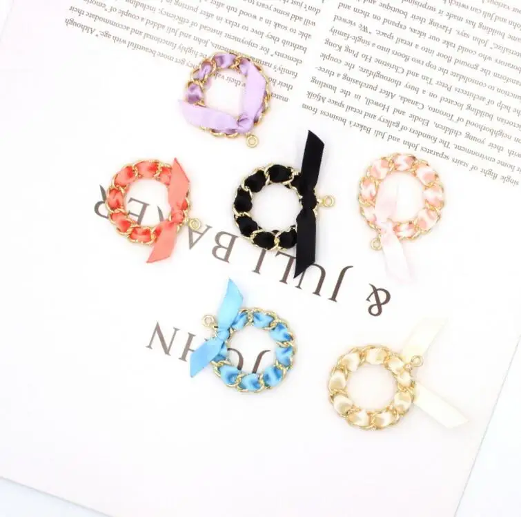 10pcs DIY Alloy Jewelry Accessories Ring Ribbon Wreath Pendant Necklace Headdress Bow Personality Ornament |