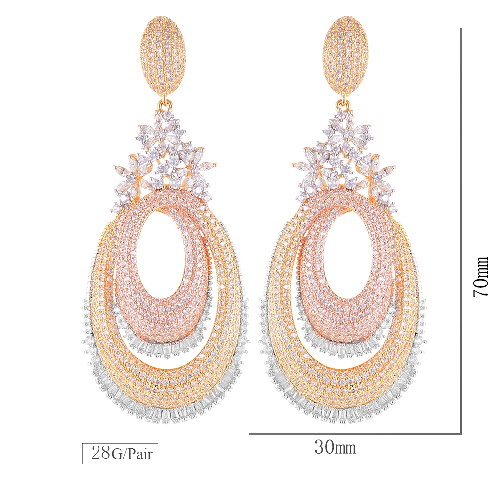

missvikki Luxury Design Cubic Zirconia Dangle Pendant Earring Jewelry For Women Bridal Wedding Engagement Romantic Fashion Gift