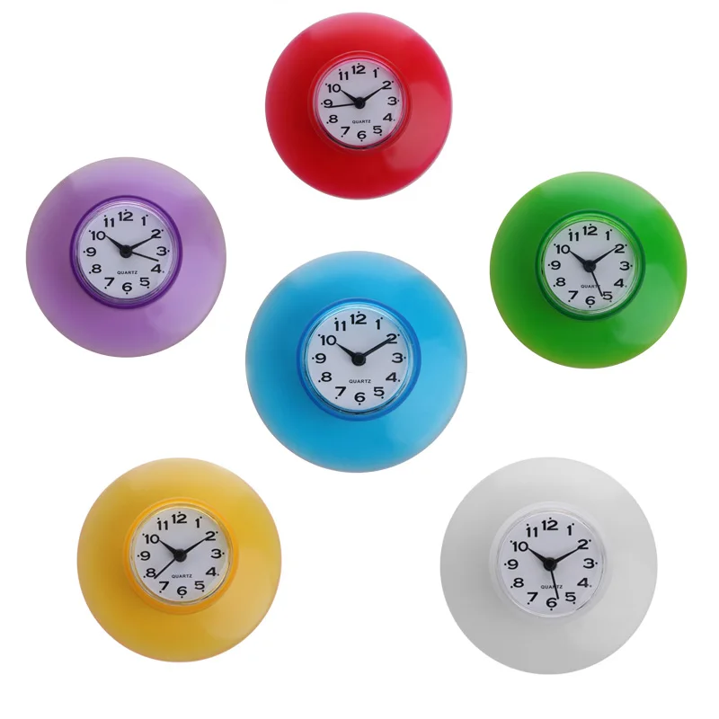 

Silicone Bathroom Kitchen Shower Suction Wall Clock Multicolor Water-Resistant Timer Glass Wall Window Mirror Shower Clock W524