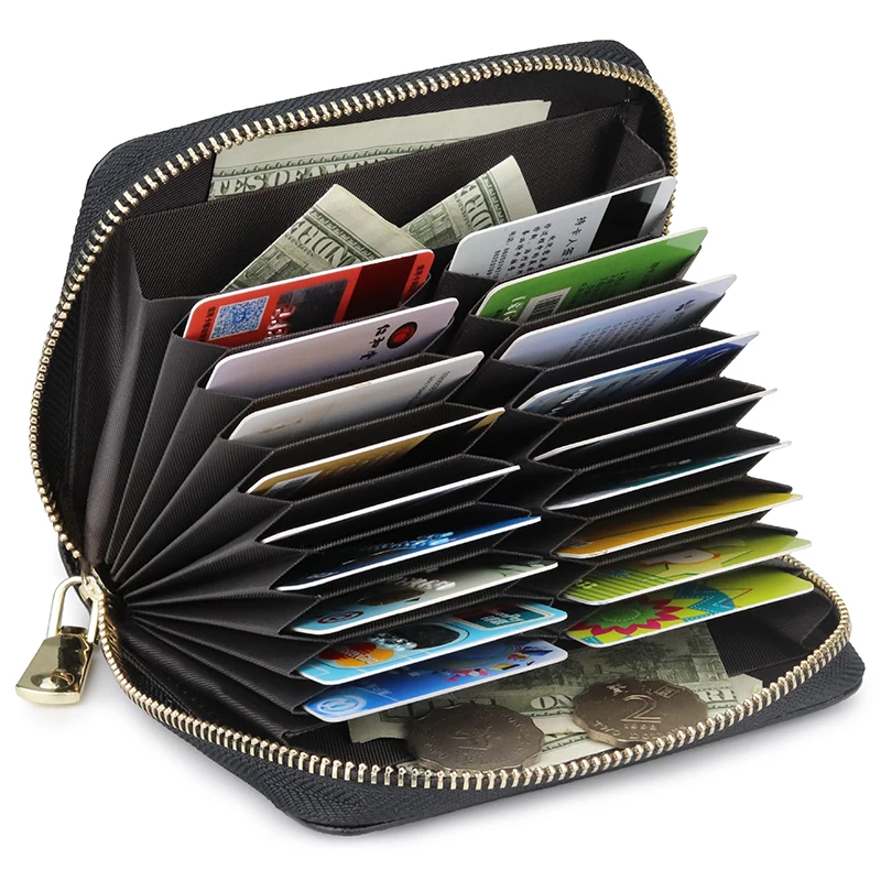 COMFORSKIN New Arrival Brand ID Card Wallets Genuine Leather Zipper Unisex Credit Card Holders High Quality Business Card Case