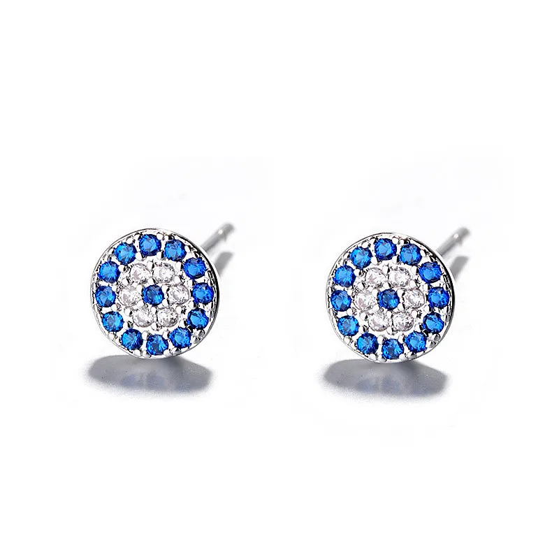 JQUEEN 2019 New Arrival Charm Blue Stone Nar Nail Earring Woman Fashion Elegant Crystal Circle Ear Stud Wedding Party Jewelry | Украшения и
