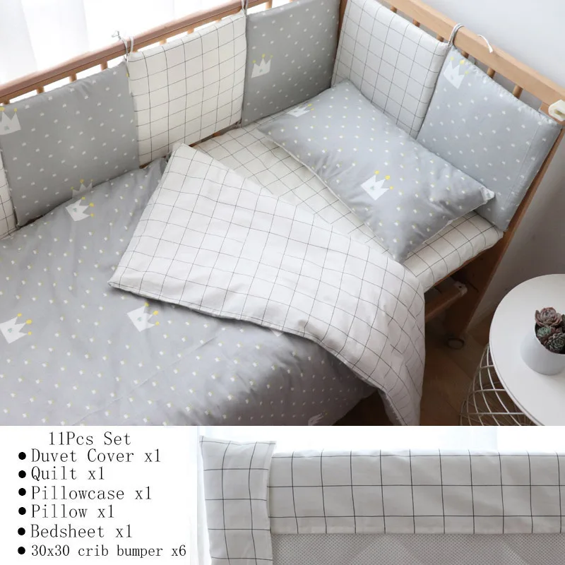 Crown 11 Flat Комплект постельного белья для малышей, скандинавские Детские Товары для новорожденных, хлопковый Детский Комплект постельного белья для кроватки с бампером, декор для детской комнаты, детское постельное белье для младенцев - Цвет: Crown 11 Flat