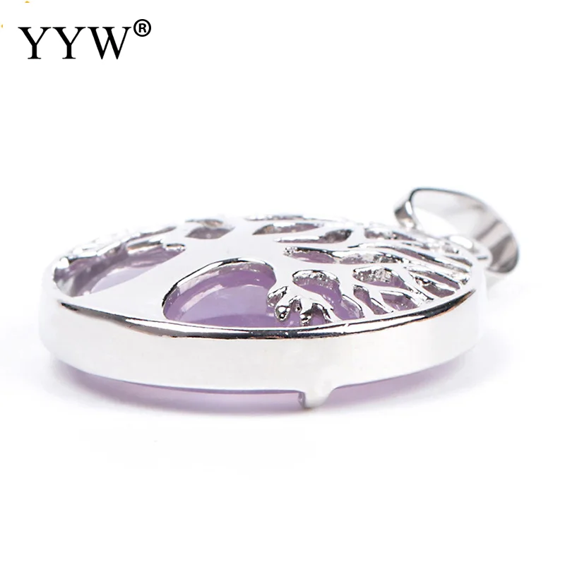 

14 Colors Tree Of Life Pendant Necklace Natural Stone Bead Trees Crystal Pendants Handmade Charm for Necklace Jewelry Fashion