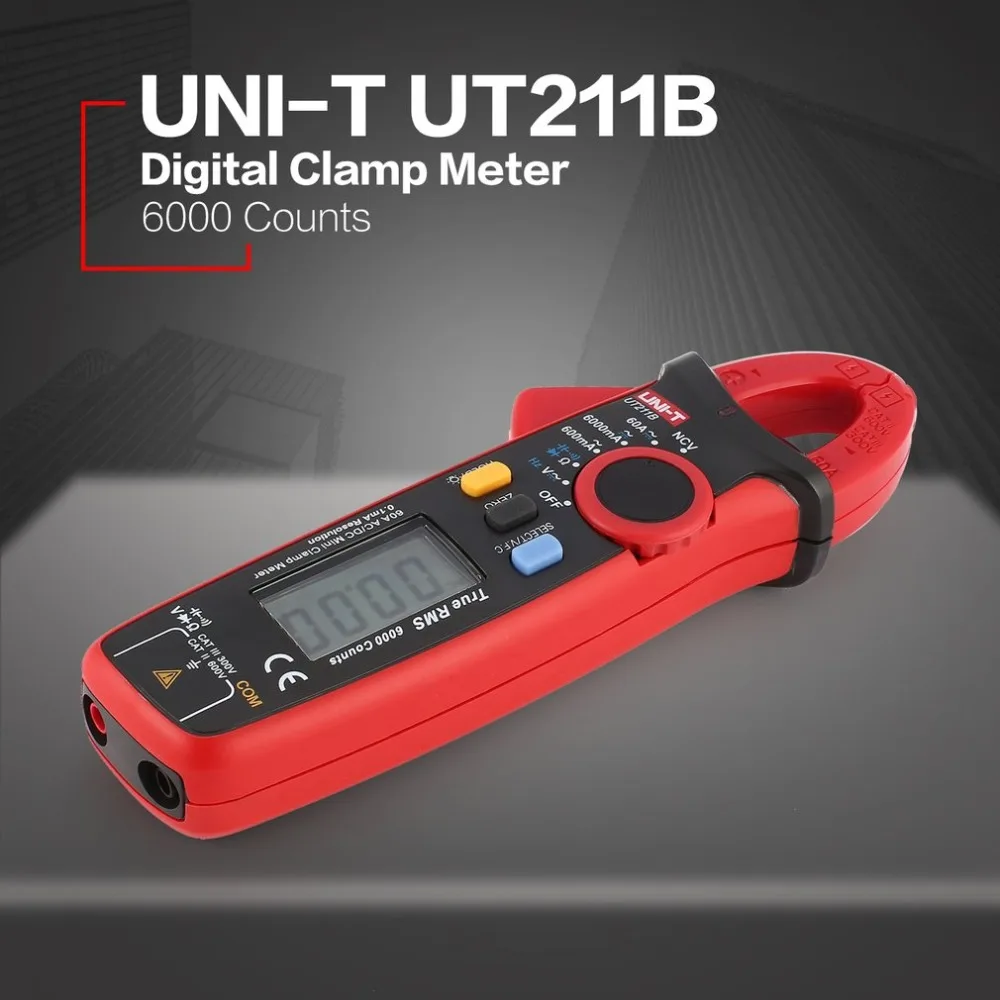 UNI-T UT211B Мини цифровой клещи мультиметр True RMS высокое Разрешение AC/DC Вольт Ампер Ом