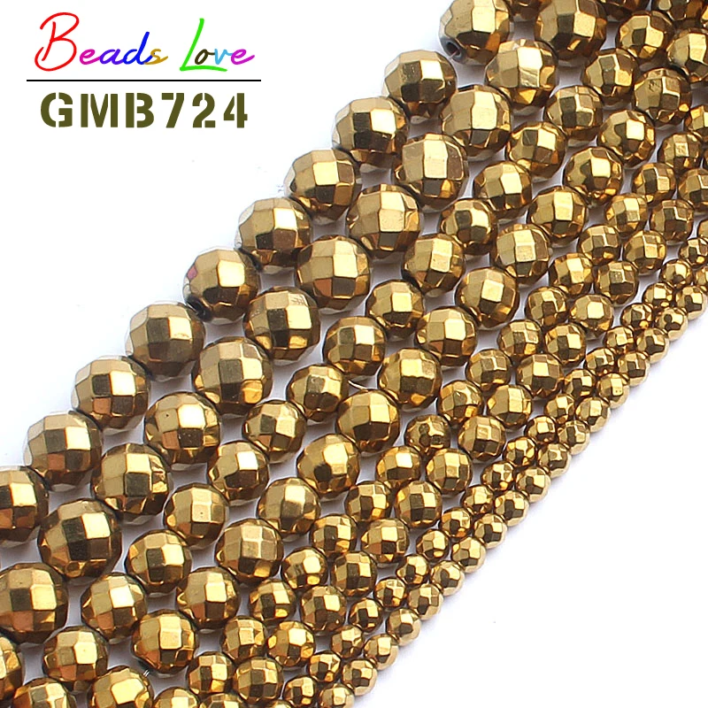 Бусины из гематита с золотым покрытием 15 дюймов 2/3/4/6/8/10 мм|beads natural|hematite beadsstone beads |