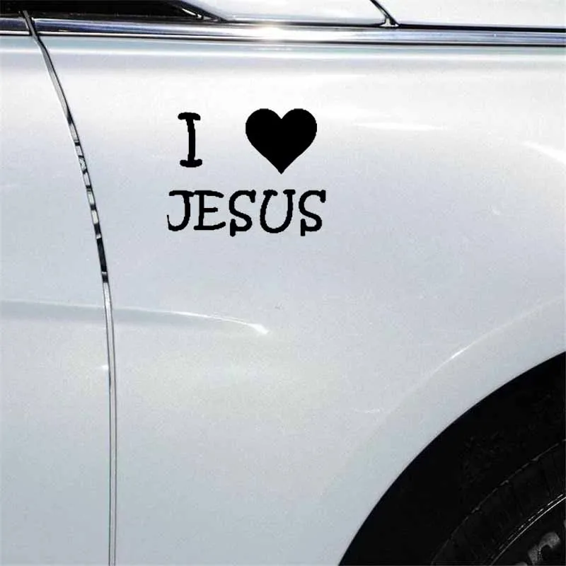 

YJZT 12.7CM*10.1CM LOVE JESUS Motorcycle Car Personality Sticker Decals Black/Silver C13-00062