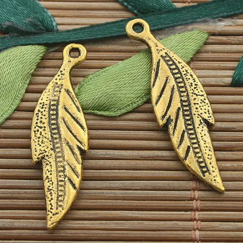 

20pcs dark gold tone leaf design charms h3332