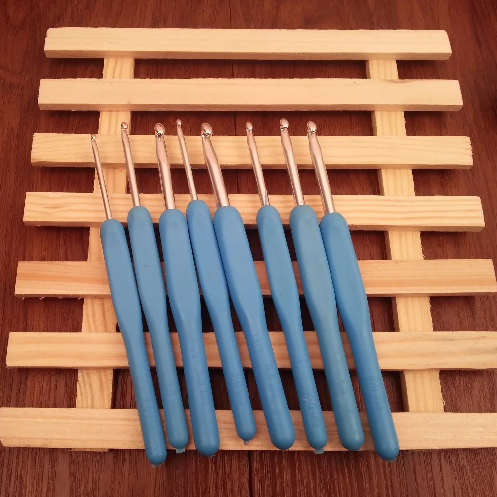 8 размеров/комплект цветные мягкие крючки из АБС и металла|set colores|metal crochetcraft weaving |