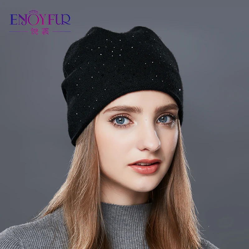 Enjoyfur осенне зимняя одежда из шерсти шапка для Для женщин толстые теплые Кепки