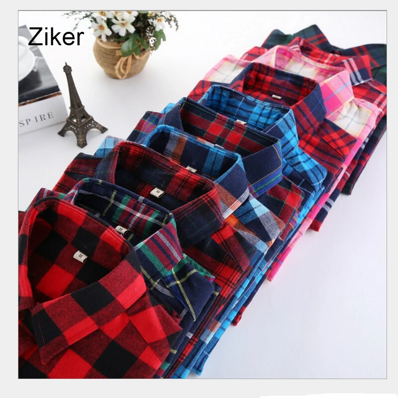 Зикер M-5XL осень-зима клетчатая рубашка для женщин студенческий стиль женские