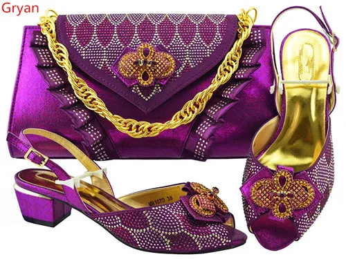Gryan последние Стиль в африканском стиле женская обувь и Комплект с сумочкой тон