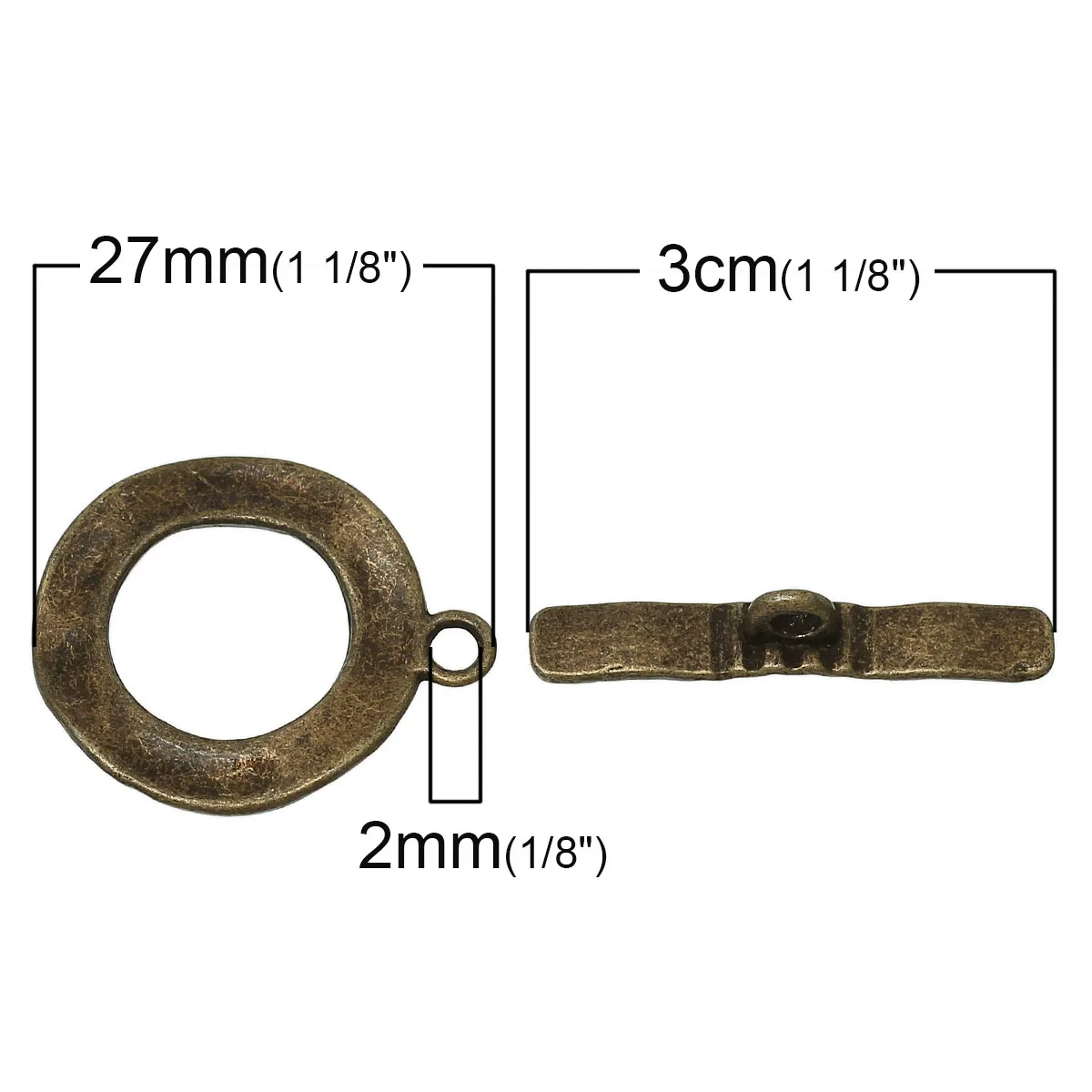 DoreenBeads шарнирно-Рычажная застежка Круглый античная бронза 30 мм x 0 5 (1 1/8 &quotx 2/8&quot) 27