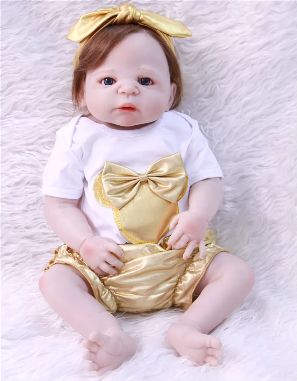 

23 ''Реалистичная кукла bebe Reborn Bonacas 57 см, полностью силиконовая виниловая Кукла Reborn Babies, игрушка Alive для мальчиков и девочек, кукла для детей, по...