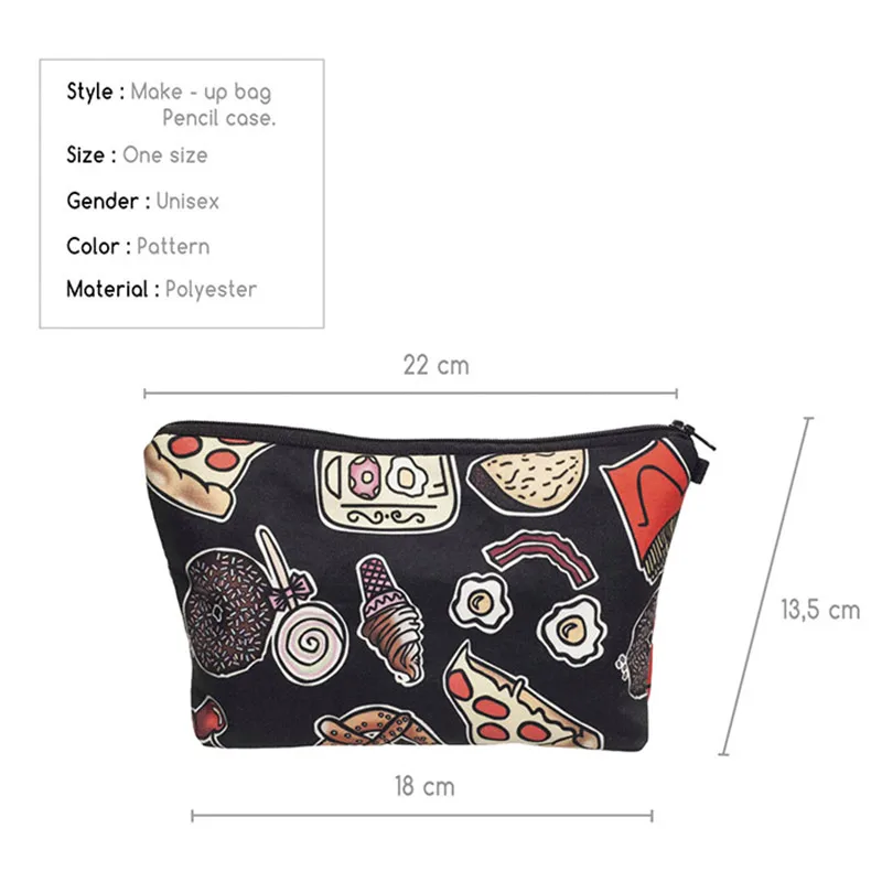 Женская косметичка водонепроницаемая 3D пищевая печать женская для путешествий