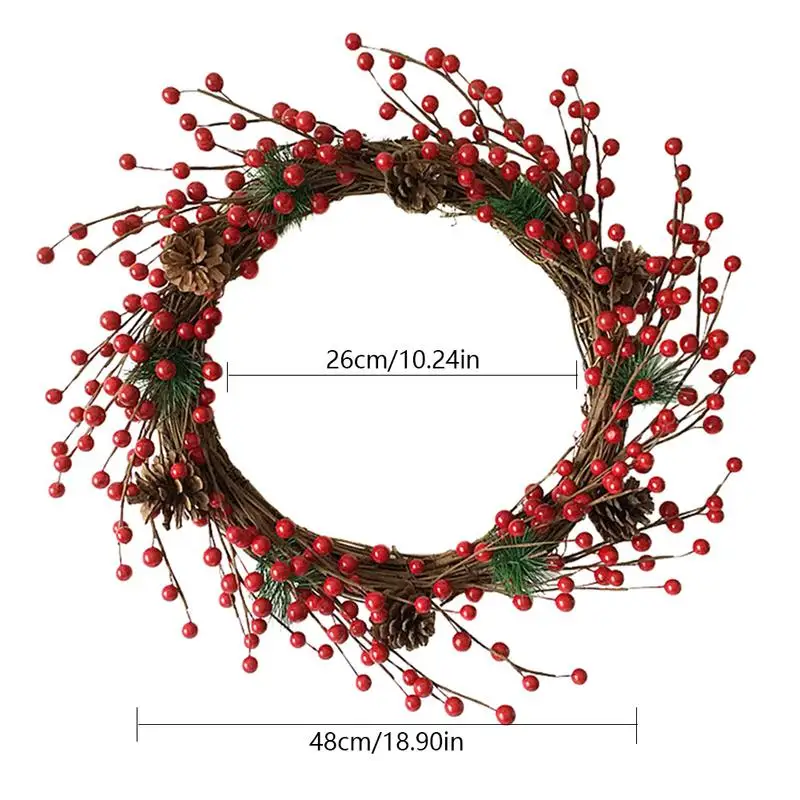 

Red Artificial Berry Wreath For Christmas Door Wall Home Wedding Holiday Decoration Christmas Decoration Wreath Handmade