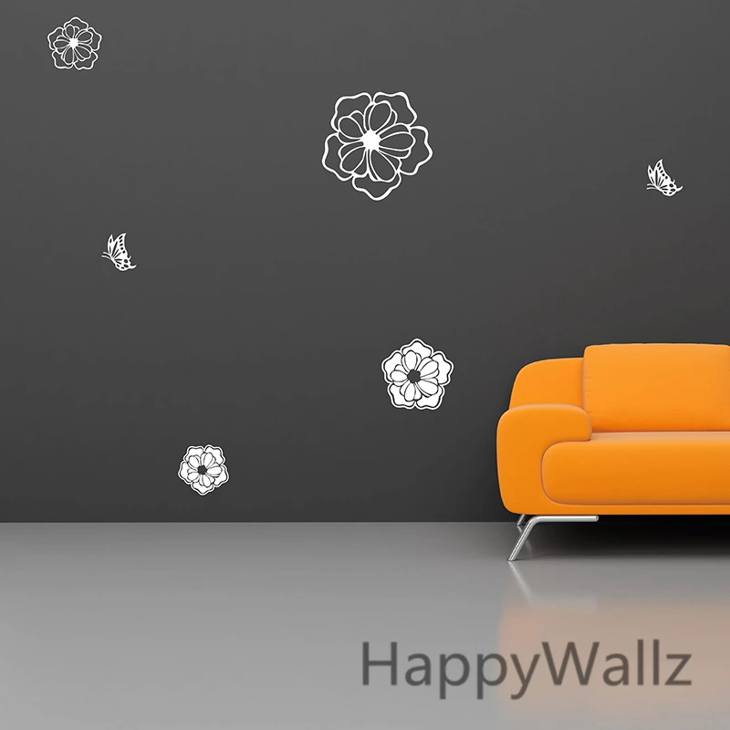 

Butterfly Flower Wall Stickers Flower Wall Decals DIY Beautiful Butterfly Wall Decor Flowers Wallpapers F38