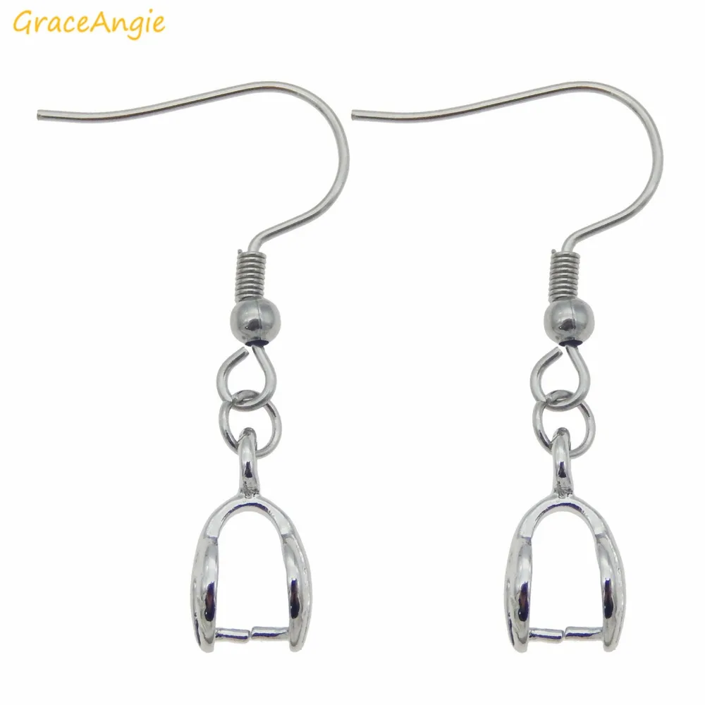 GraceAngie 5pairs/lot Stainless Steel Silver Earring Wire Hooks with Pinch Clip Bail Findings For DIY Making Accessories | Украшения и