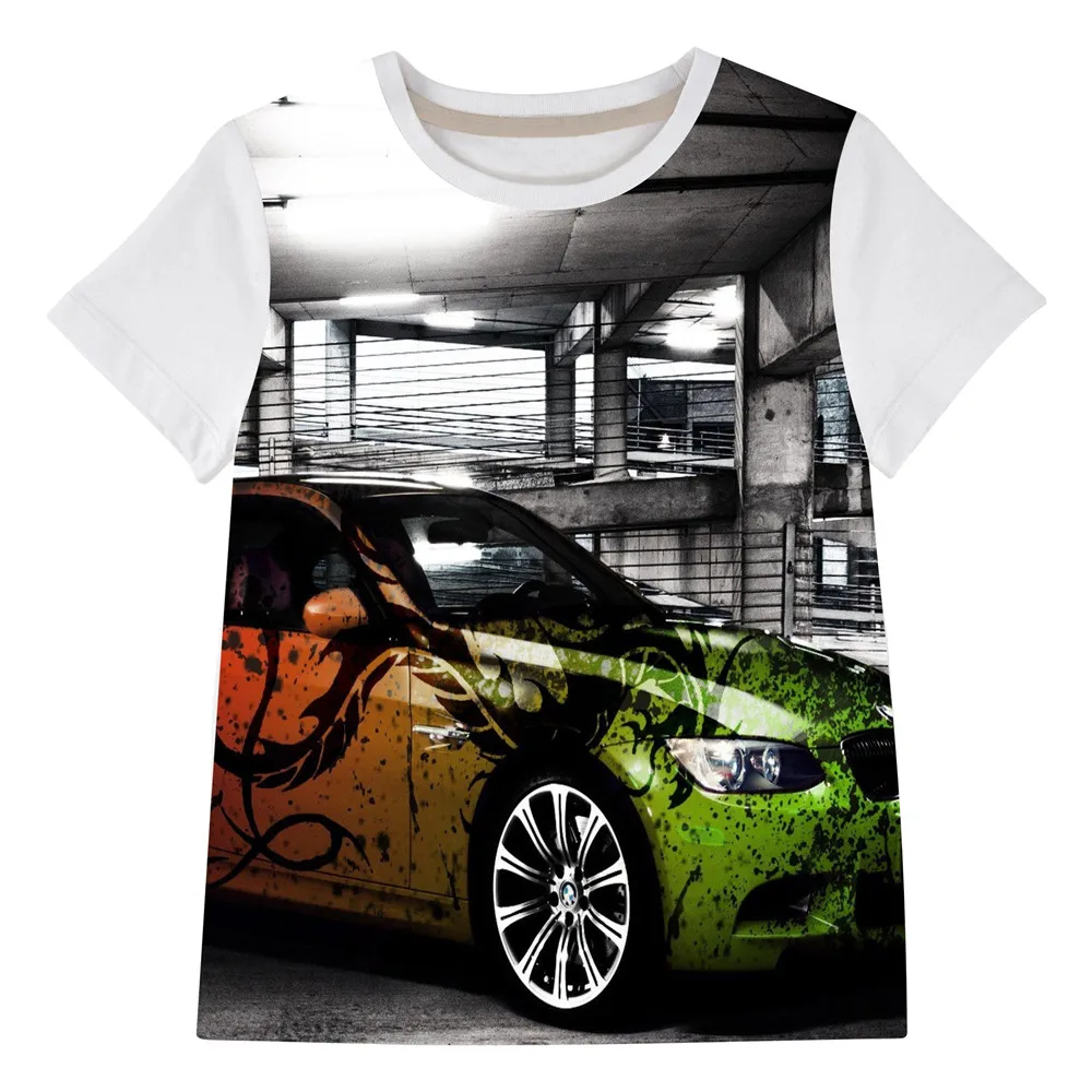 Мальчик t shirs baby girl бренд дети shir Baby & Дети крутой автомобиль печать shor рукава ops