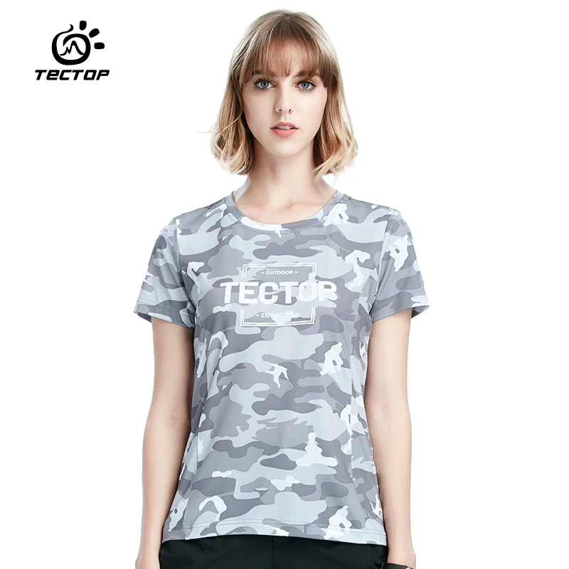 Tectop весенне летние женские футболки уличные быстросохнущие дышащие с круглым