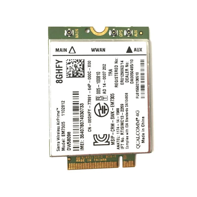 100% Оригинальный EM7305 DW5809e GOBI5000 4G LTE модуль NGFF wwan карта для DELL Latitude 7214 7350 7414 Venue 8 Pro 5855