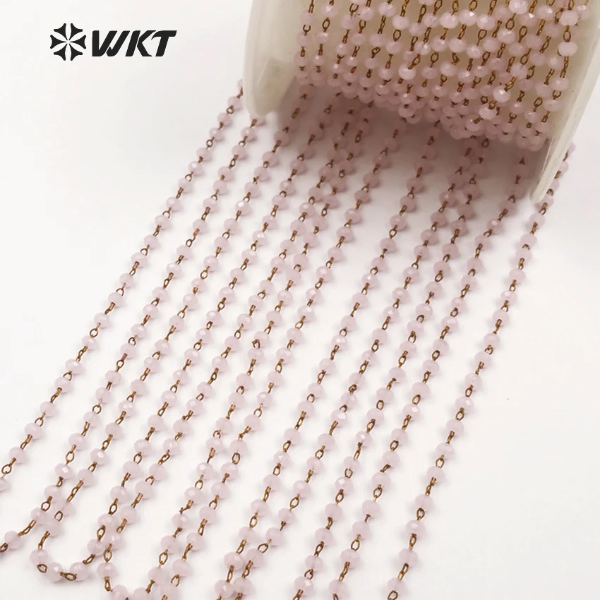 WT-RBC055 WKT 2 мм Хрустальные Бусины цепи граненые светло-розовые цвета четки для diy
