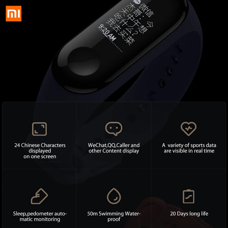 Оригинальный Смарт браслет Xiaomi Mi band 3 пульсометр Bluetooth 4 2 смарт Miband с OLED экраном