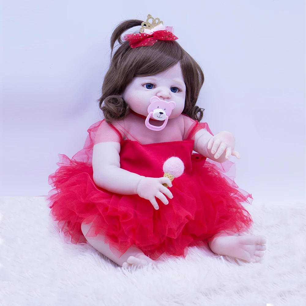 

55 см полностью силиконовые куклы-девочки, куклы-реборны, искусственные высококачественные игрушки-младенцы, куклы-Лали для малышей, подарк...