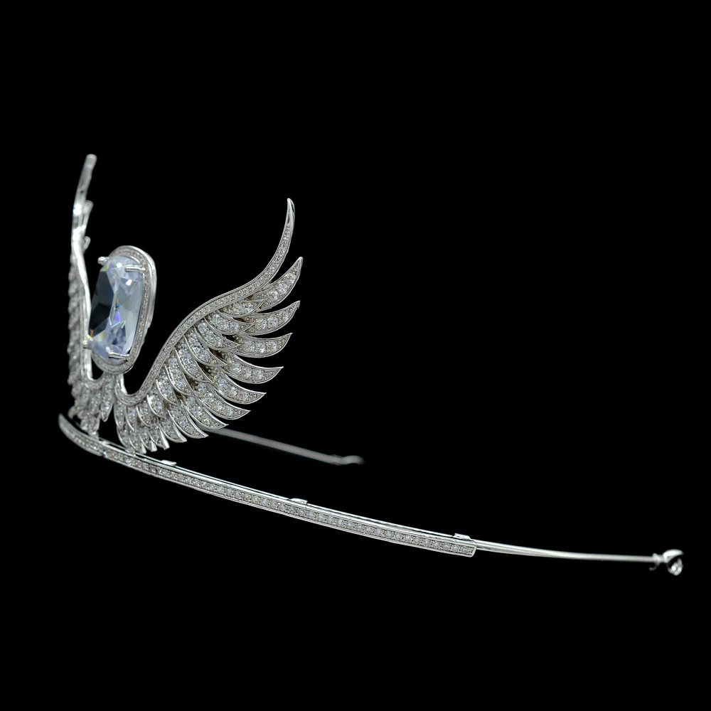 Тиары с фианитом класса ААА свадебные аксессуары для волос ангельскими крыльями