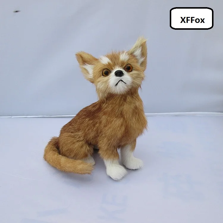 

cute real life sitting dog model plastic&furs yellow dog doll gift about 18x10x20cm xf1576