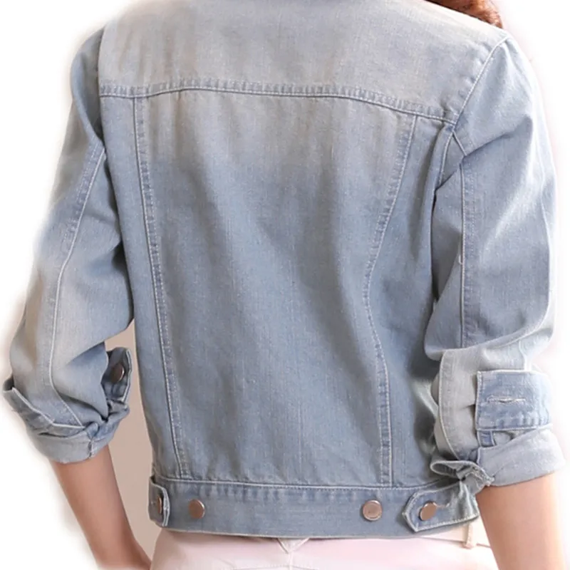 2021 осень женский мыть водой короткий джинсовый дизайн с длинным рукавом тонкая