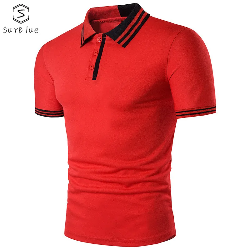 Men Polo Shirt Two-Color Stitching Personality Lapel Mens Shirts Short-Sleeved S M L 2018 | Мужская одежда