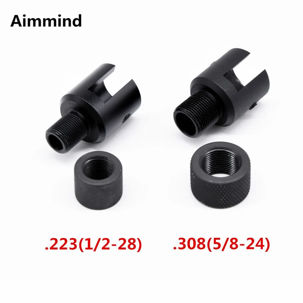 

Aluminum Ruger 1022 10-22 1/2-28 5/8-24 Muzzle Brake Thread Adapter and Steel thread Protector .223 .308