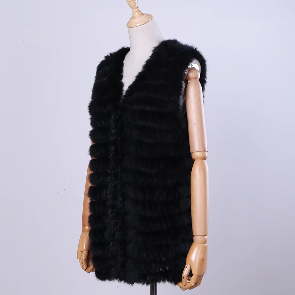 2020 New Women's Genuine Rabbit Fur Vest Hand Knitted Fur Gilet Lady Natural Fur Waistcoat Sleeveless Real Fur Coat Jacket