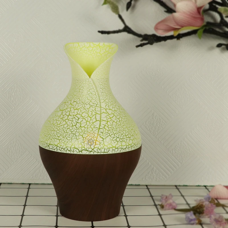 Electric Aroma Essential Oil Diffuser Ultrasonic Air Humidifier With Wood Grain 7 Color Changing Led Lights For Home Office
