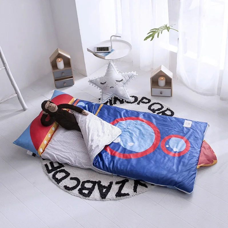 Rocket 150cm*70cm Kid Sleeping Bag Thicken Quit with Pillow Warm Envelope for Bedroom Multifunctional Children Sleeping Bag - Цвет: Rocket