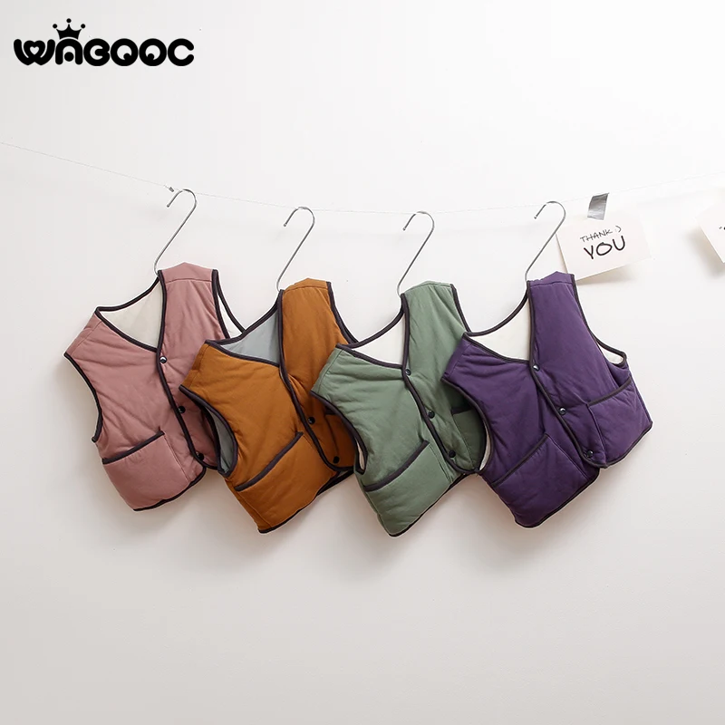 WABOOC/новый детский двусторонний хлопковый жилет однотонный | Мать и ребенок